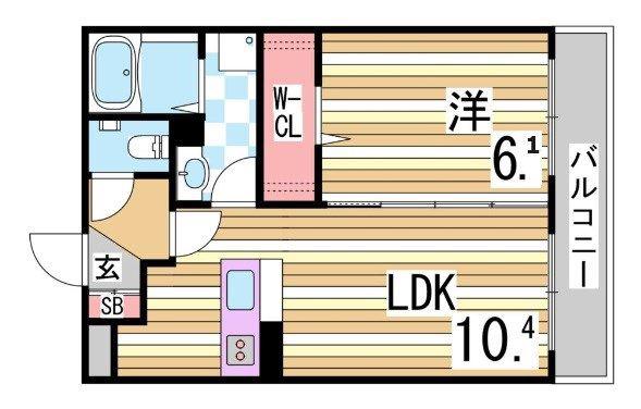 ガーベラ北神戸(1LDK/1階)の間取り写真