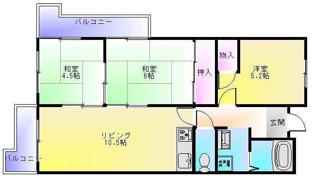 シャルマンコート種田(3LDK/8階)の間取り写真