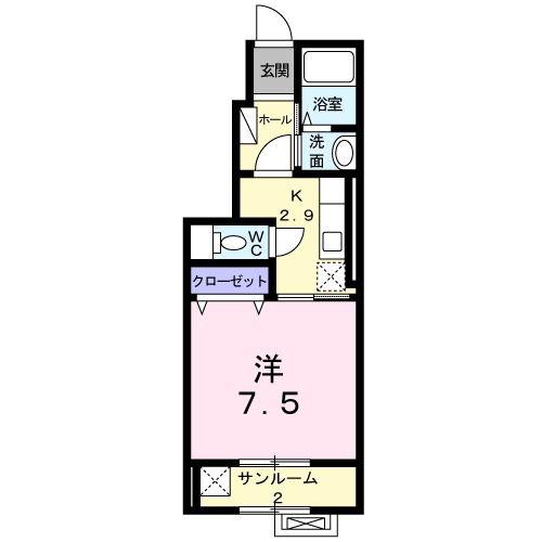 メゾンド・ソレイム(1K/1階)の間取り写真