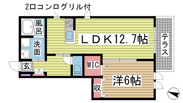 エミネンスコート六甲(1LDK/2階)の間取り写真