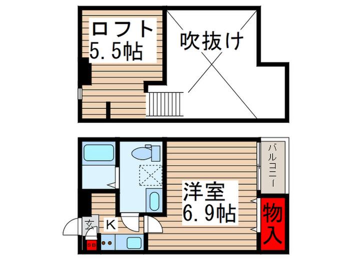 ドルフ柏(1K/1階)の間取り写真