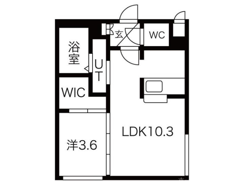 LIBRA南5条(1LDK/4階)の間取り写真