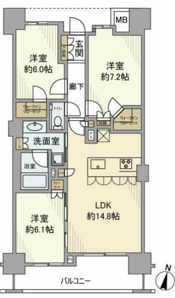 アトラス品川中延(3LDK/1階)の間取り写真