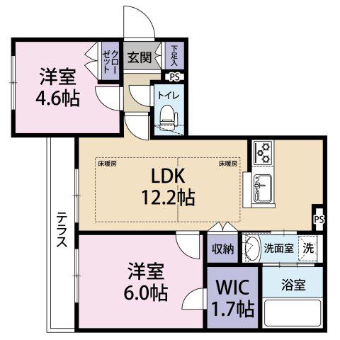 オリーブハウス新宿(2LDK/1階)の間取り写真
