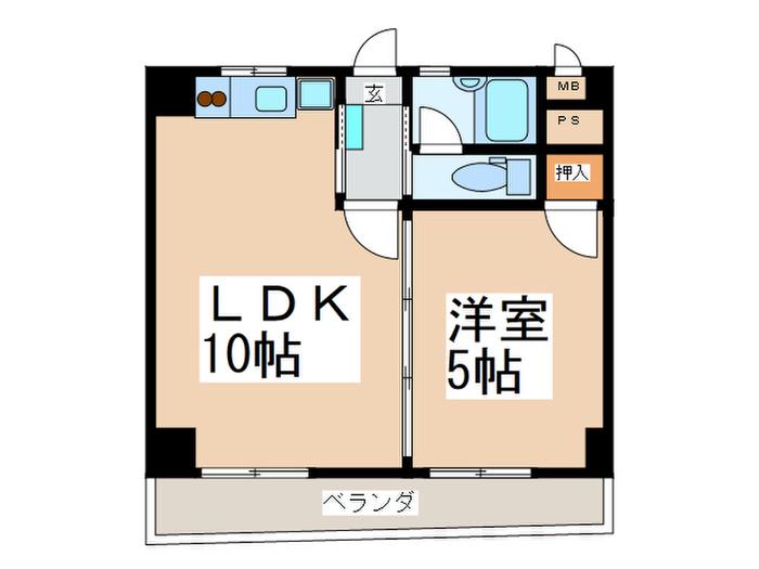 リバーサイド三和(1LDK/3階)の間取り写真
