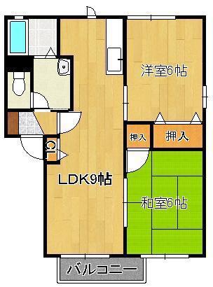 ノールカトレア  B棟(2LDK/2階)の間取り写真
