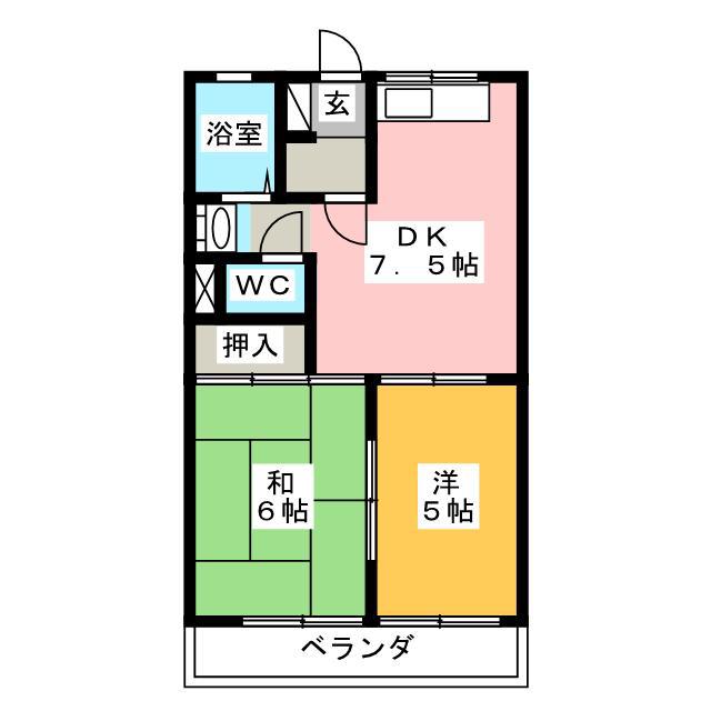 エンドレスASANO(2DK/2階)の間取り写真