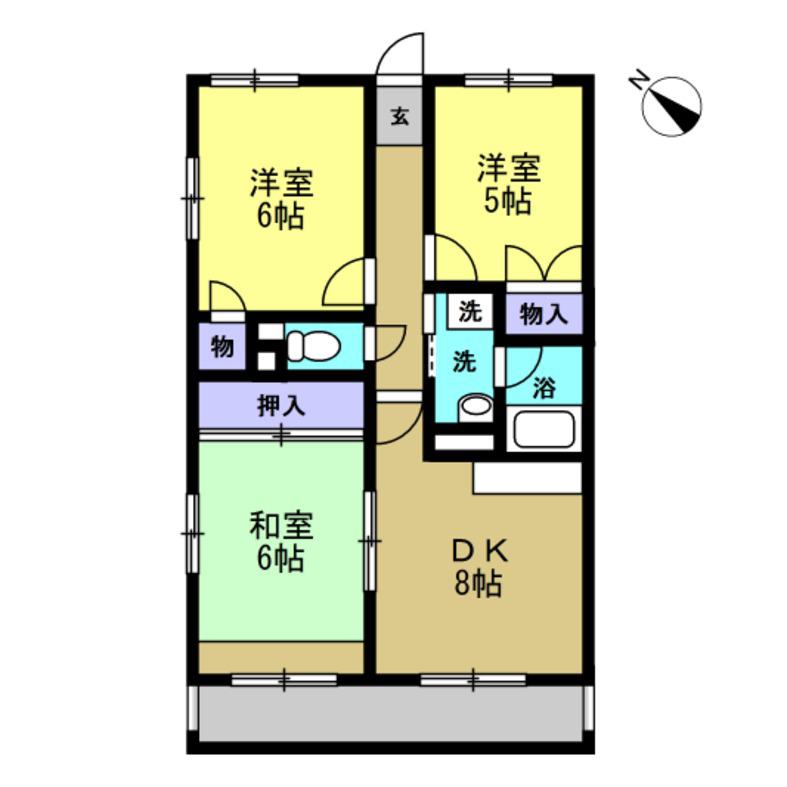 ビューリバー豊成(3DK/2階)の間取り写真