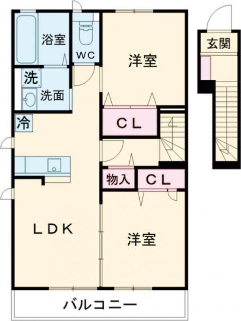 ACERO(2LDK/2階)の間取り写真