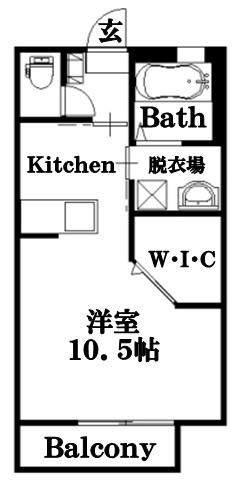 グリーンメゾン八本松A棟(ワンルーム/1階)の間取り写真