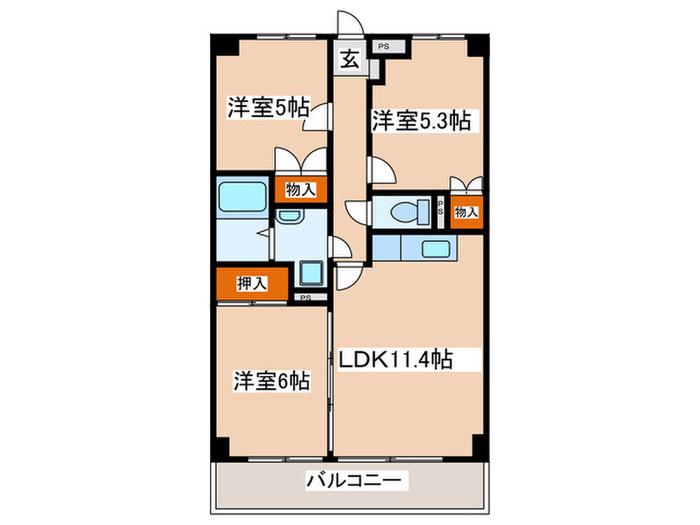 フィールドガーデン海老名(3LDK/3階)の間取り写真