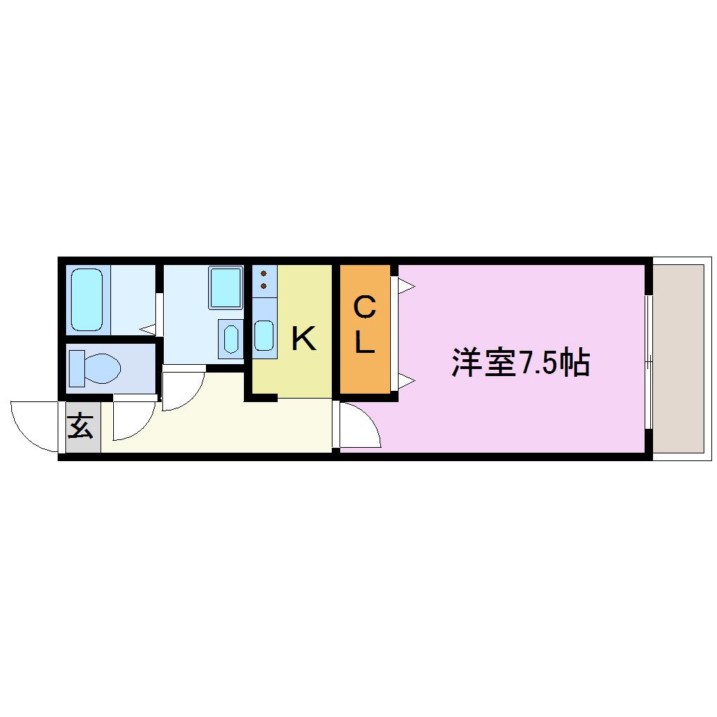ソレイユアサヒ(1K/2階)の間取り写真