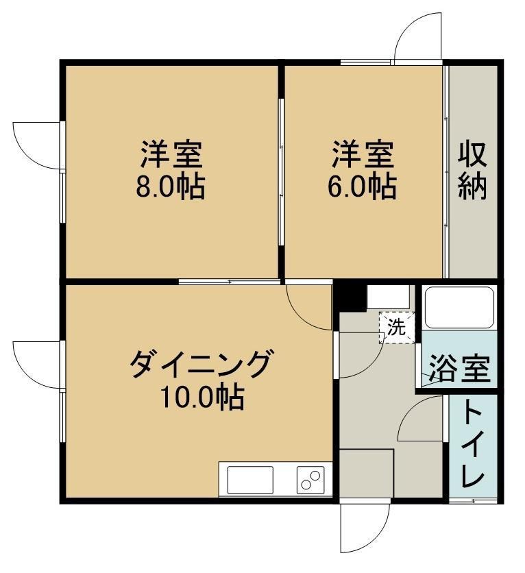 鬼塚マンション(2DK/2階)の間取り写真