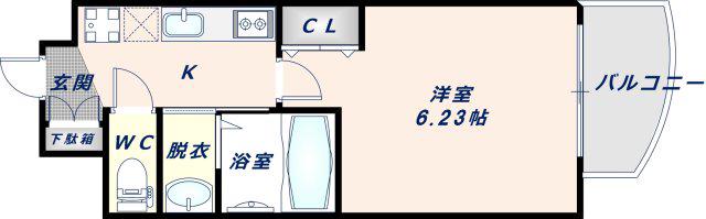 LUXE布施南II(1K/7階)の間取り写真