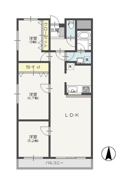 RAFFLES北通(3LDK/2階)の間取り写真