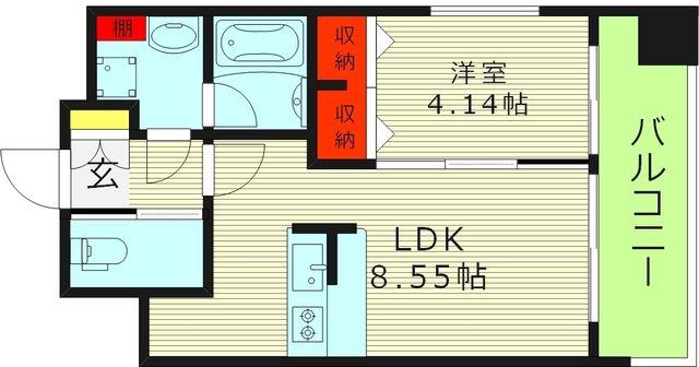 プレジオ城北(1LDK/10階)の間取り写真