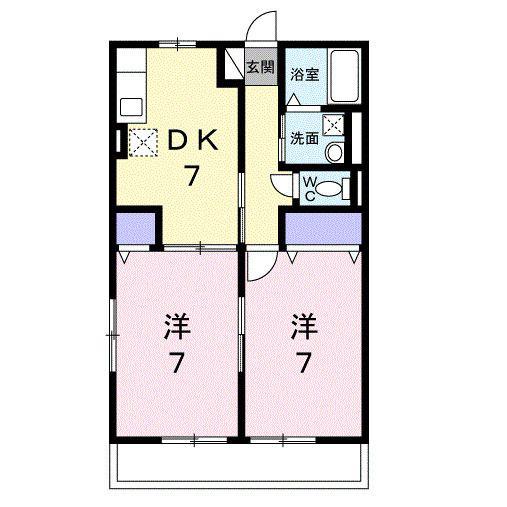 東武東上線 武蔵嵐山駅 徒歩10分 2階建 築23年(2DK/1階)の間取り写真