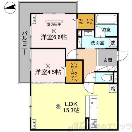 D-RESIDENCE南茨木II(2LDK/2階)の間取り写真