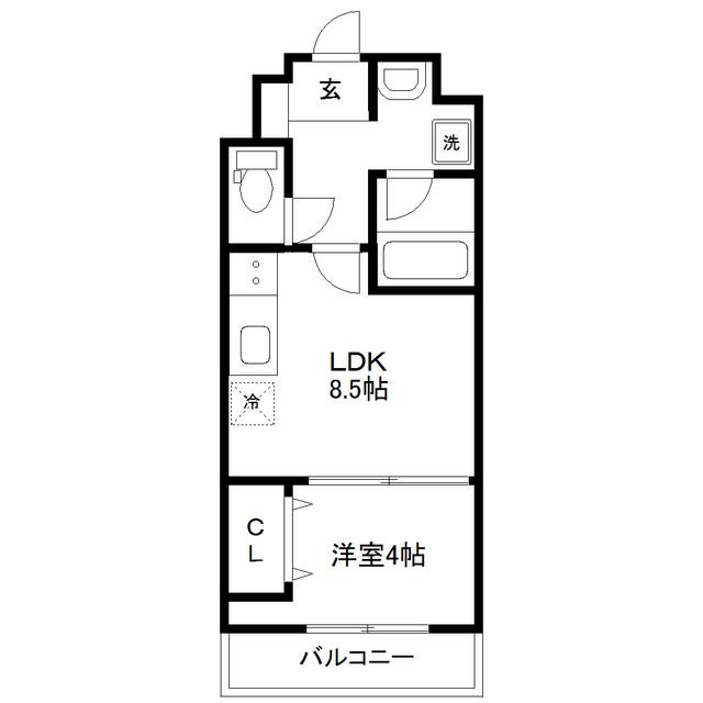 アスティオン長町(1LDK/2階)の間取り写真