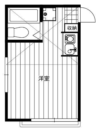 ブルーウィング(ワンルーム/1階)の間取り写真