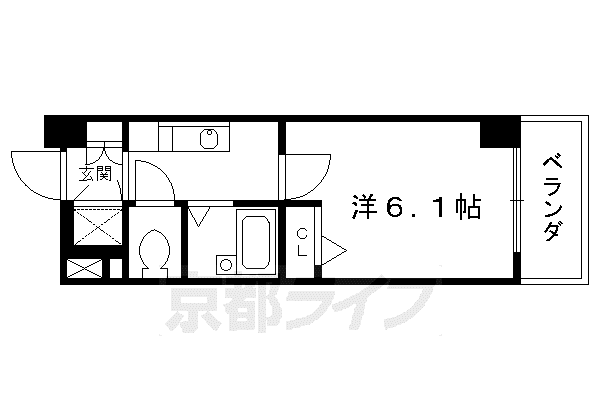 なかよしマンション四条大宮(1K/6階)の間取り写真