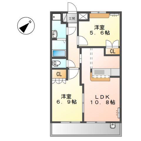 ラ フィエスタ(2LDK/1階)の間取り写真