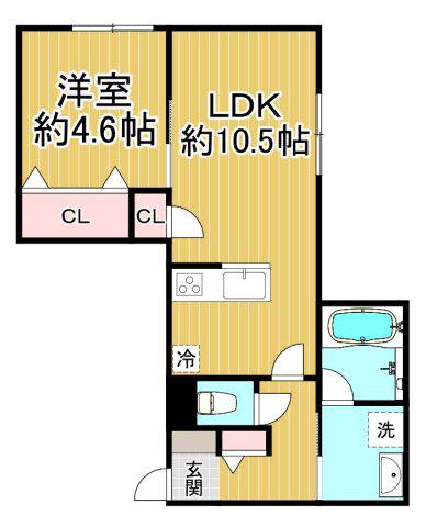 YS COURT 2(1LDK/1階)の間取り写真