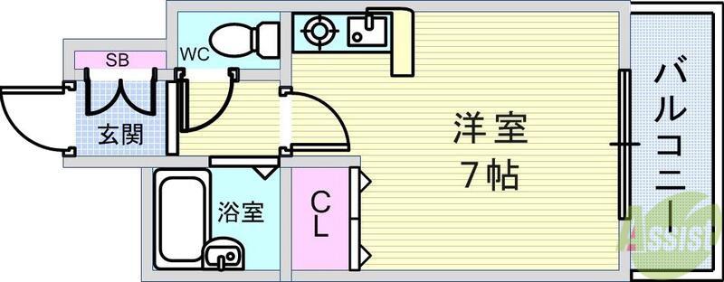 サンライズセカンド(ワンルーム/3階)の間取り写真