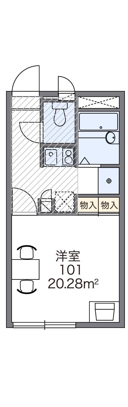 レオパレスどうのもと(1K/1階)の間取り写真