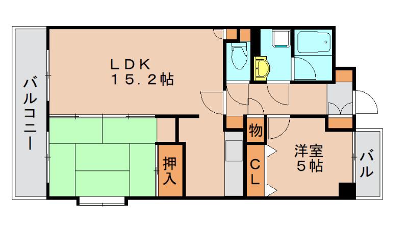 ジョイポルタⅡ(2LDK/6階)の間取り写真