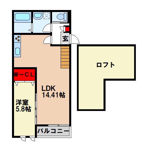 エスポワール(1SLDK/2階)の間取り写真
