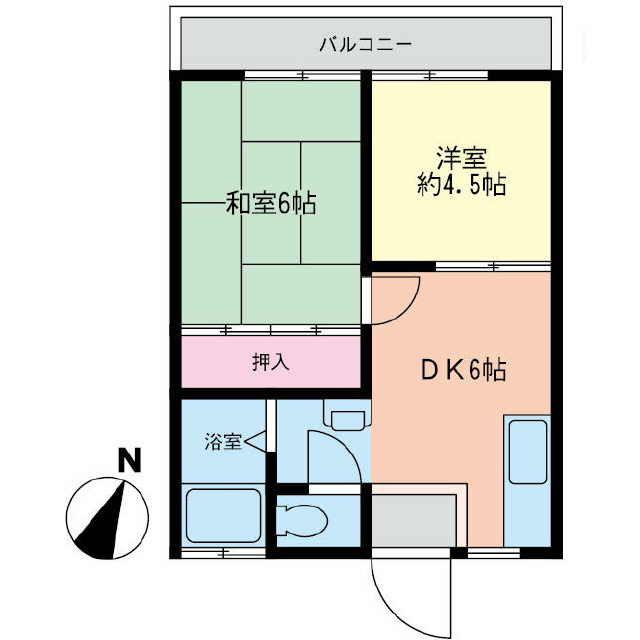 わいくれーるI(2DK/1階)の間取り写真