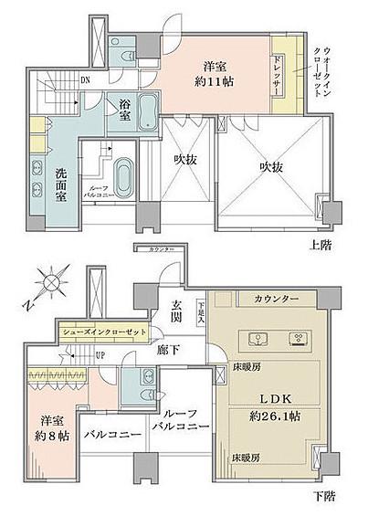 シティタワー麻布十番(2LDK/37階)の間取り写真