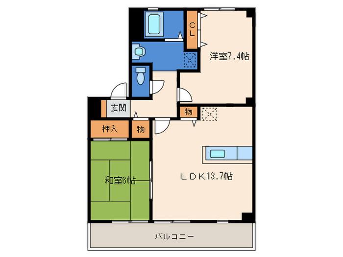 フォブール三嶋(2LDK/1階)の間取り写真