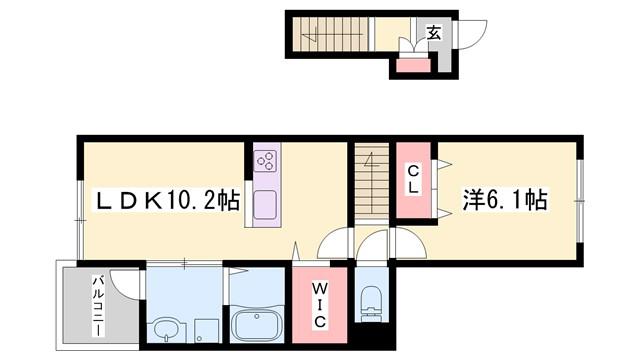 カトレアII(1LDK/2階)の間取り写真