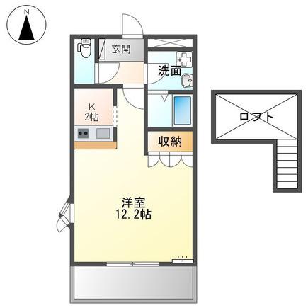 アシュランス(1K/2階)の間取り写真