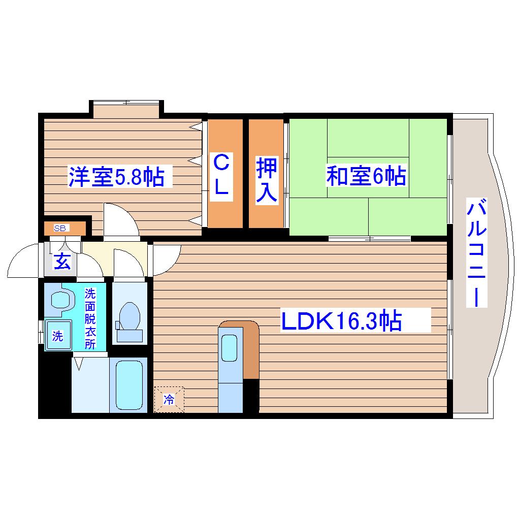 HAUSEA中倉(2LDK/4階)の間取り写真