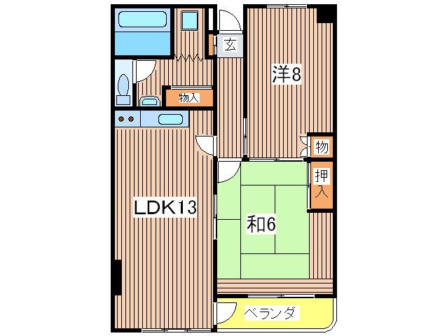 メゾン悠久(2LDK/5階)の間取り写真