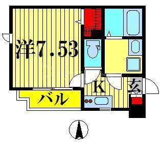 MAISON DE BONHEUR(1K/1階)の間取り写真
