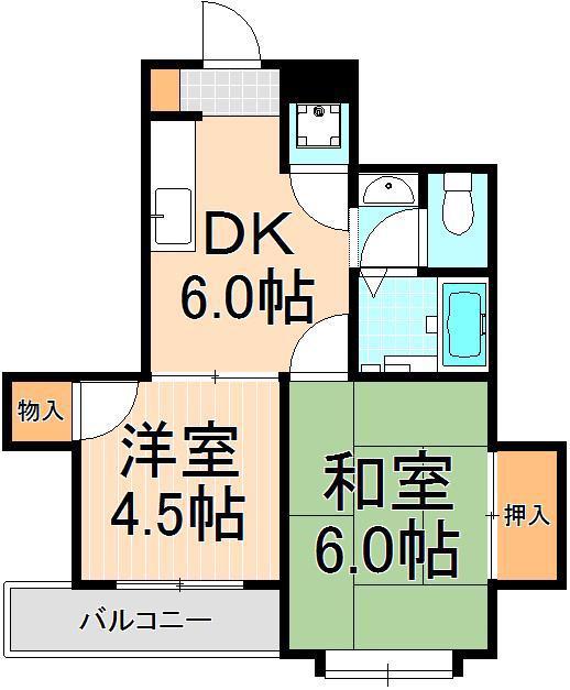 メゾン由紀(2DK/2階)の間取り写真