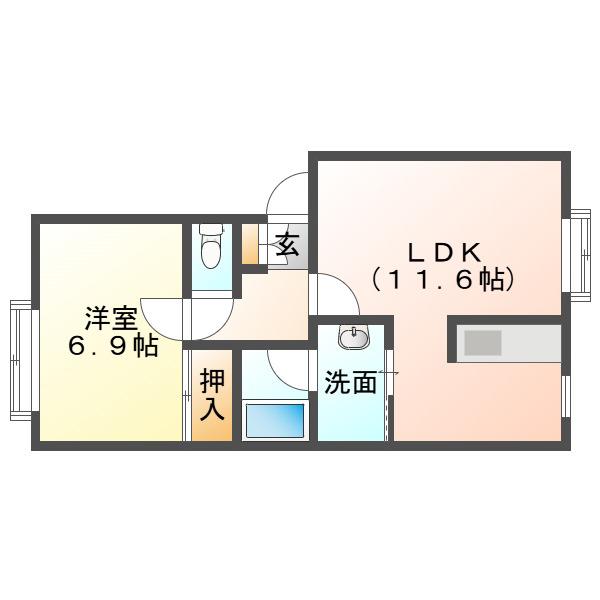 トーラス(1LDK/1階)の間取り写真