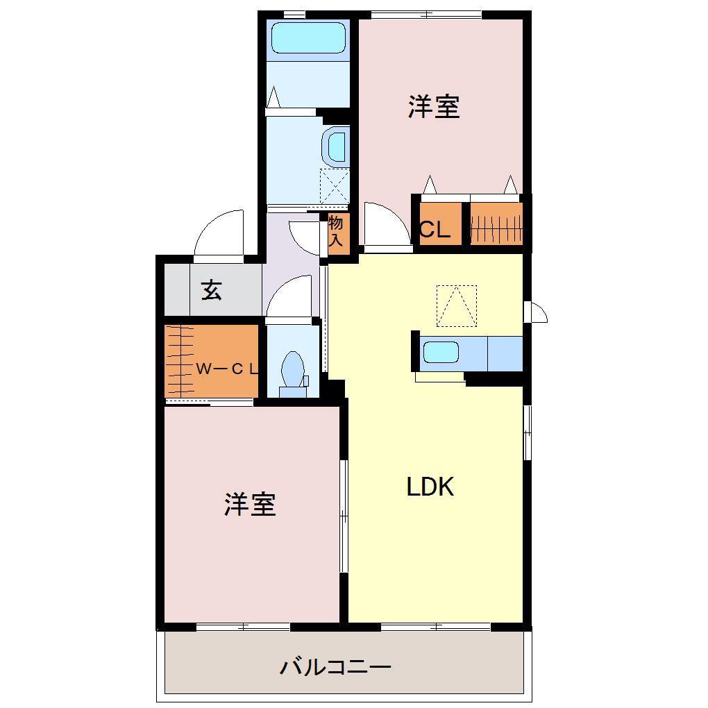 翠翠ガーデン(2LDK/2階)の間取り写真