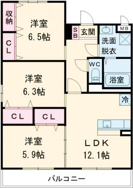 STELLA小池原(3LDK/1階)の間取り写真