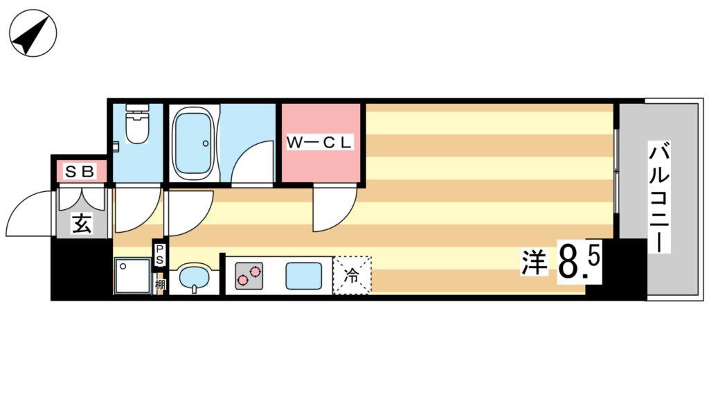 アスヴェル神戸駅前(ワンルーム/4階)の間取り写真