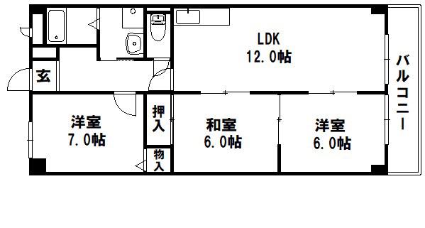 メゾンヴェール中尾I(3LDK/5階)の間取り写真