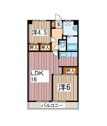 リバーヒルズ(2LDK/3階)の間取り写真