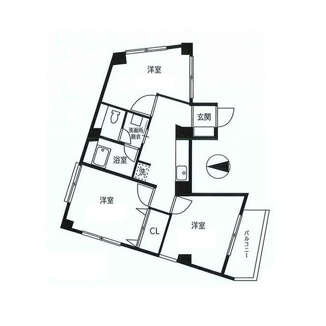 山中ビル(3K/4階)の間取り写真