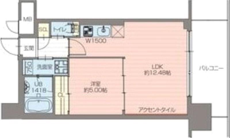 プレジオ弁天町11-15F(1LDK/12階)の間取り写真