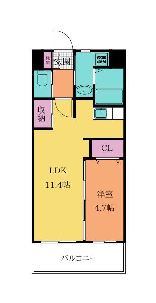 シグナス(1LDK/11階)の間取り写真