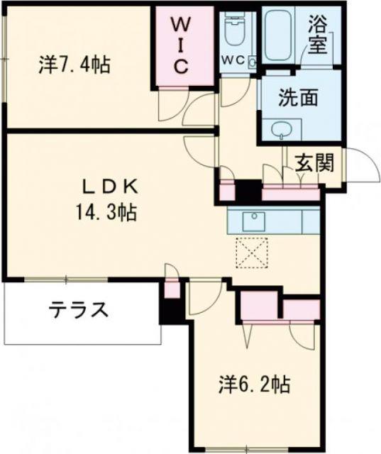 シャーメゾン シエロ(2LDK/1階)の間取り写真